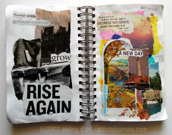 Two artists' journals pages by Aisling D'Art.