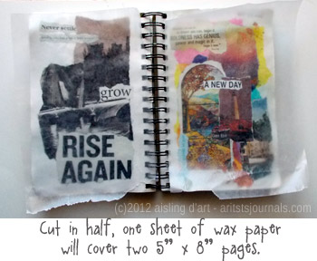 Art journaling - one sheet, two pages