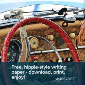 free hippie-style writing paper