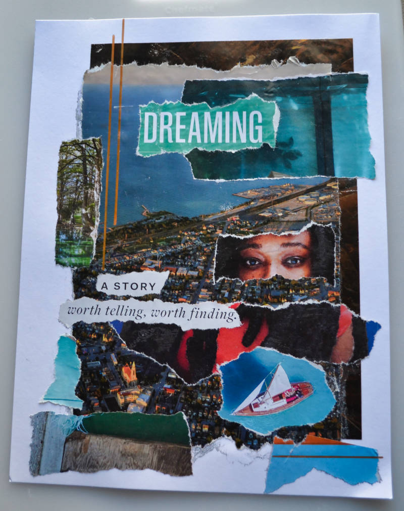 Dreaming - torn-paper collage