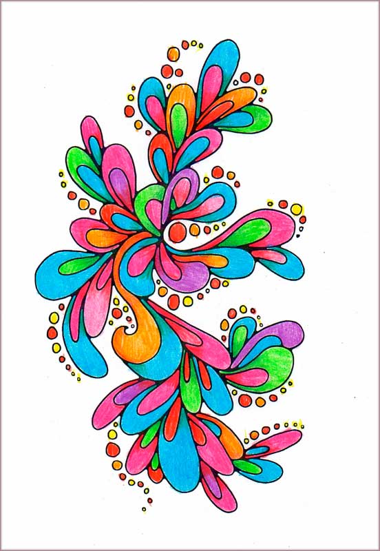 Hippie swirls colored with colored pencils